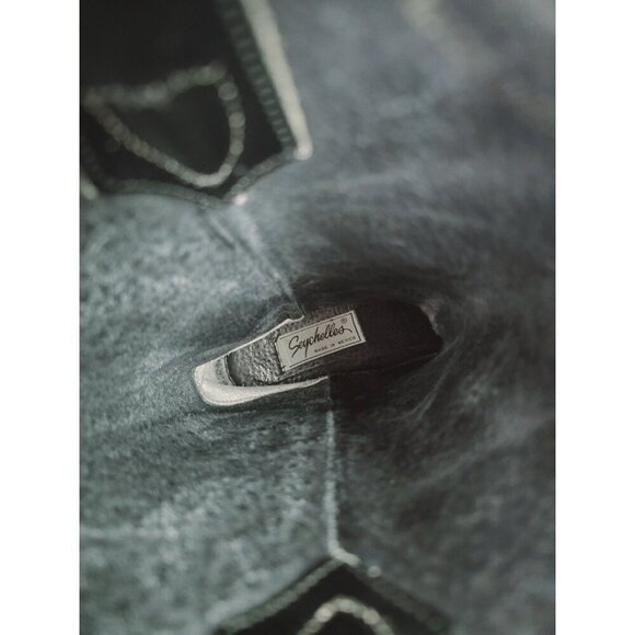 Seychelles Black Leather Western Rodeo Cowboy Cowgirl Mid Calf Boots Shoes 7.5 - Picture 10 of 14